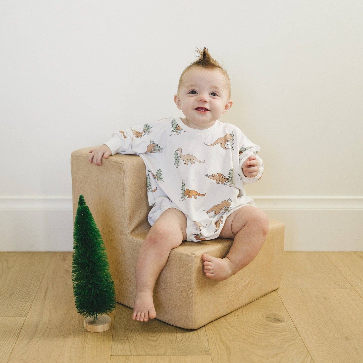 Christmas Dinosaur Bamboo Bubble Romper