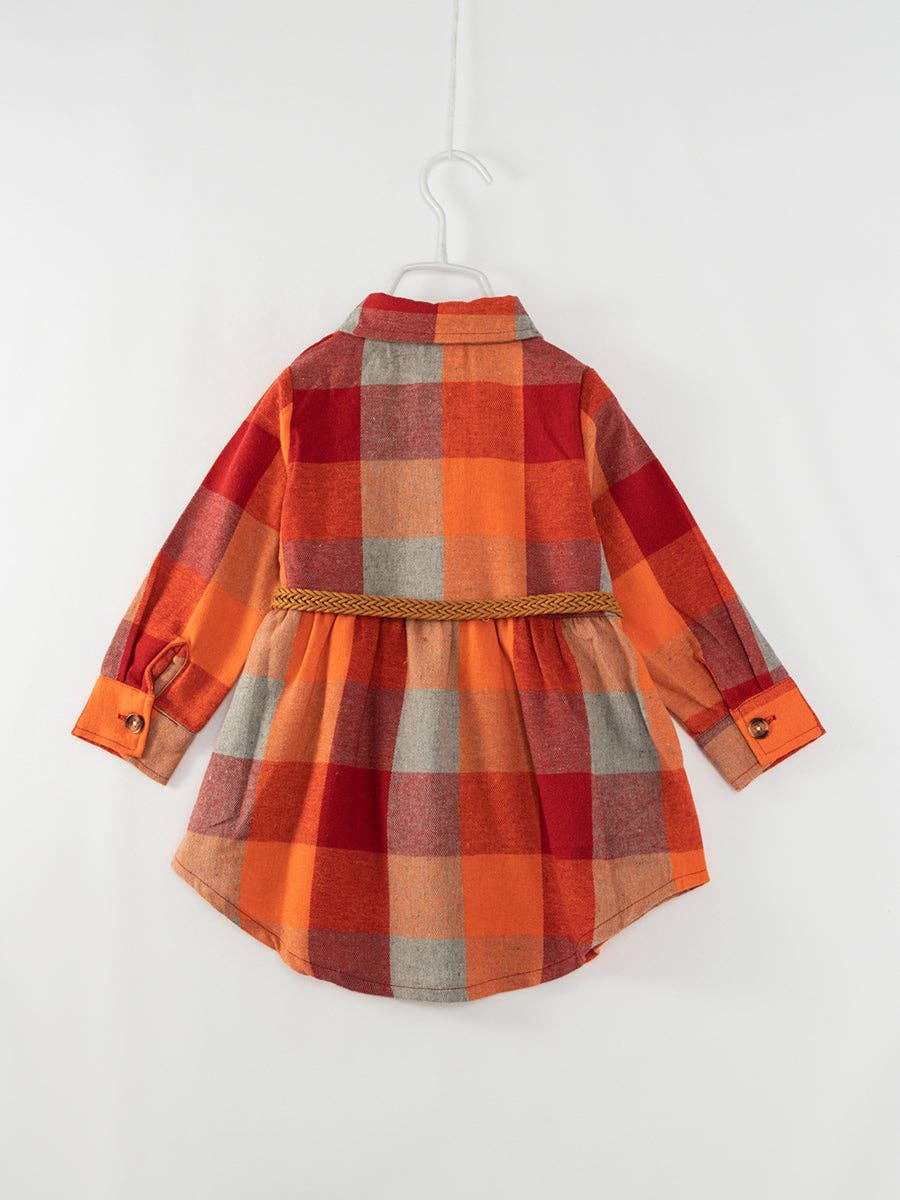 Orange Plaid Shirt Dress