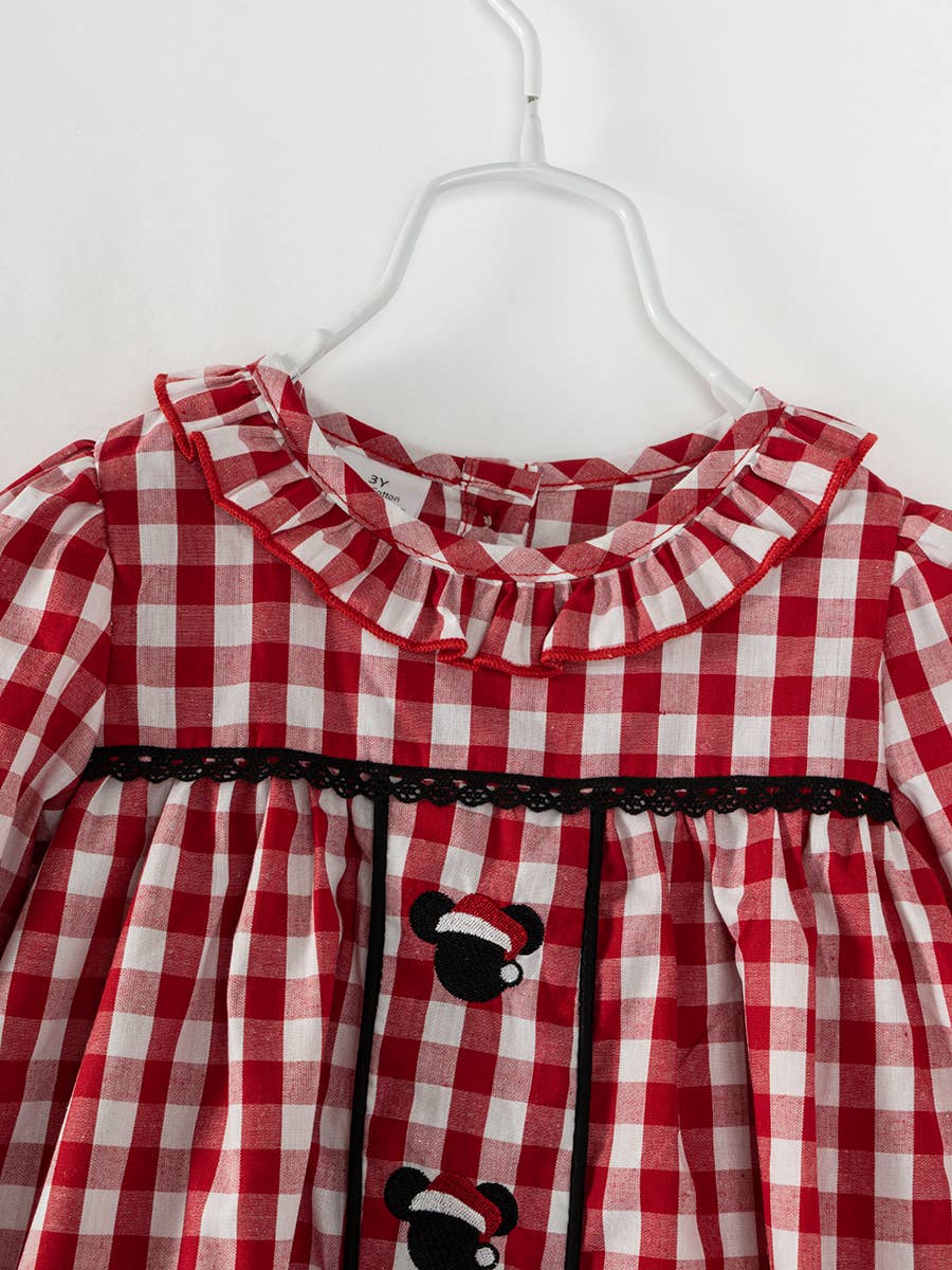 Red Plaid Christmas Hat Girl Dress