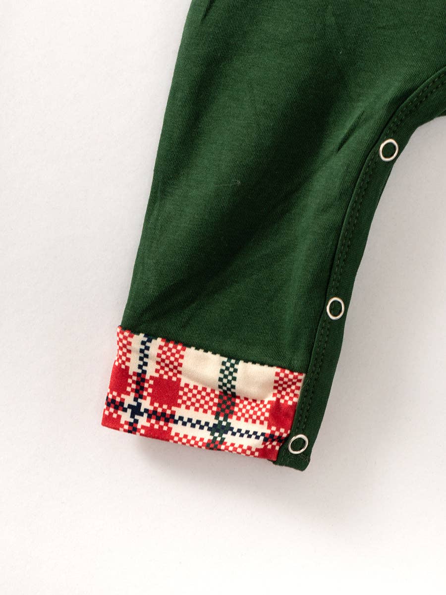 Green Plaid Smocked Holiday Romper