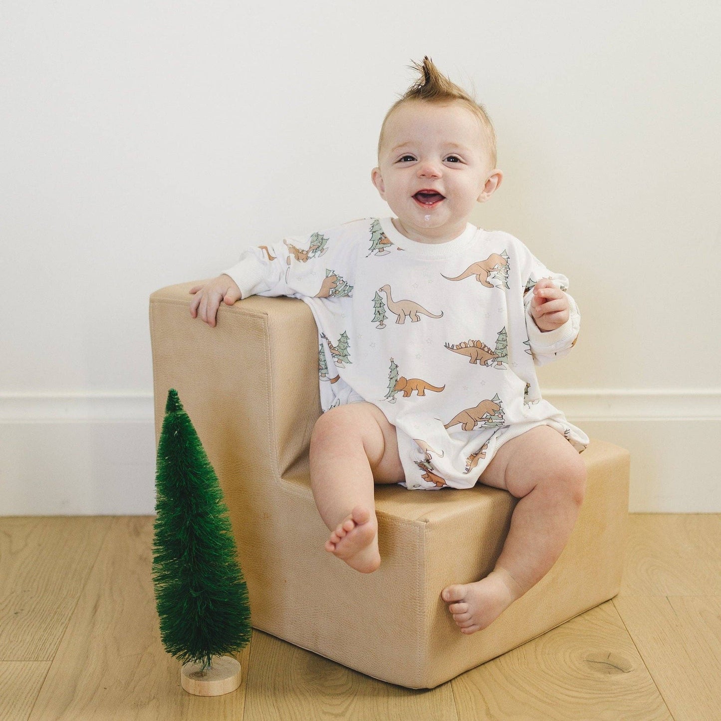 Christmas Dinosaur Bamboo Bubble Romper