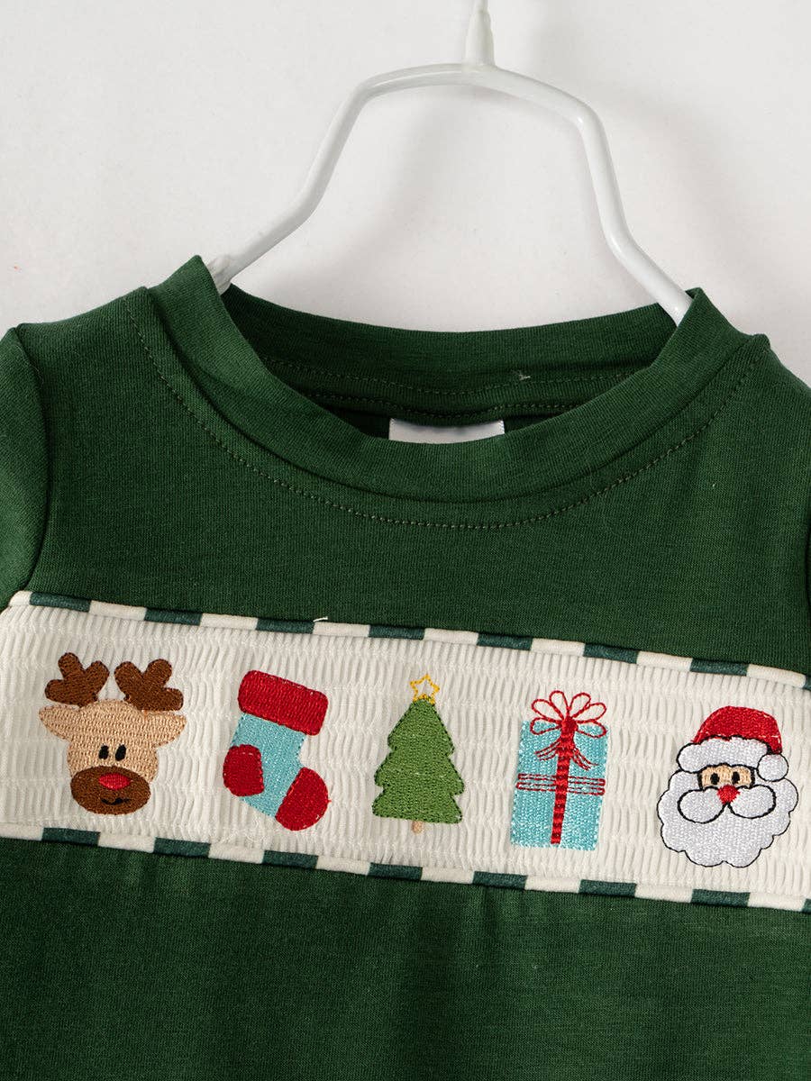 Green Plaid Smocked Holiday Romper