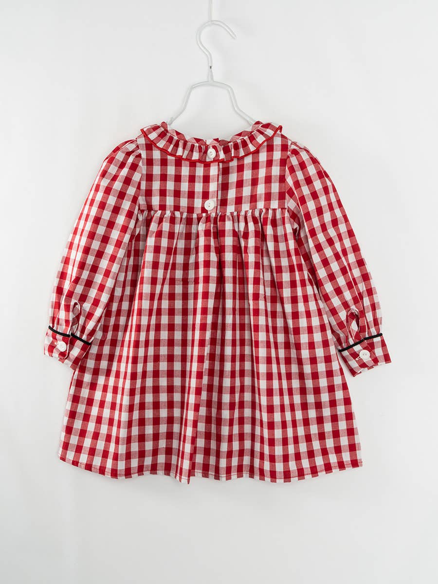 Red Plaid Christmas Hat Girl Dress