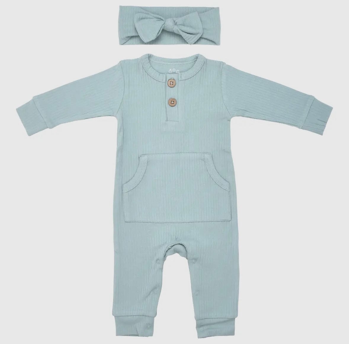 Organic Cotton Ribbed Playsuit with Bow Headband