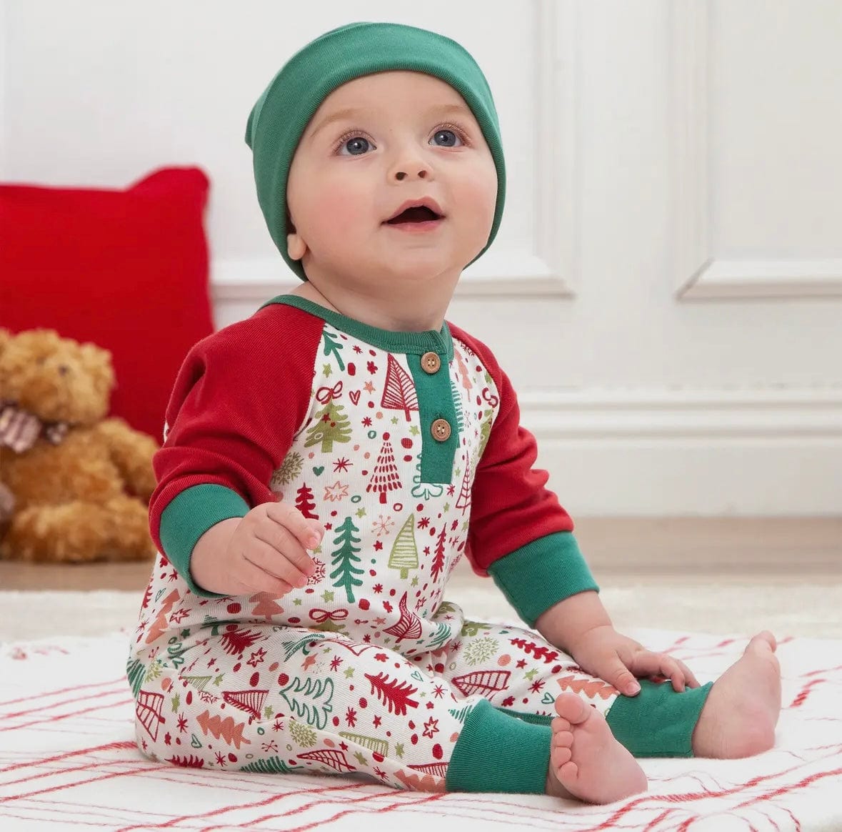 Cozy Christmas Baby Romper