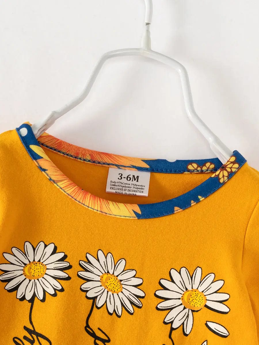 Yellow Daisy Baby Girl Ruffle Romper