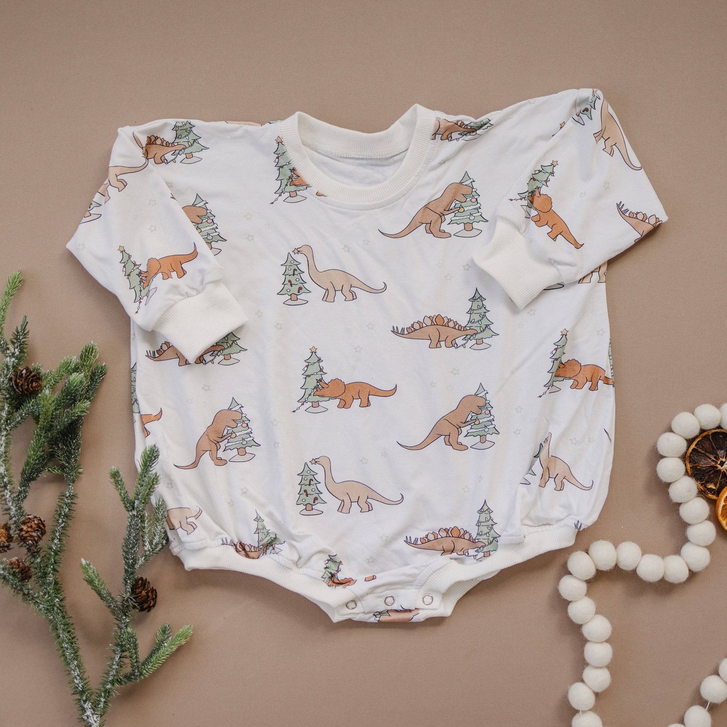 Christmas Dinosaur Bamboo Bubble Romper