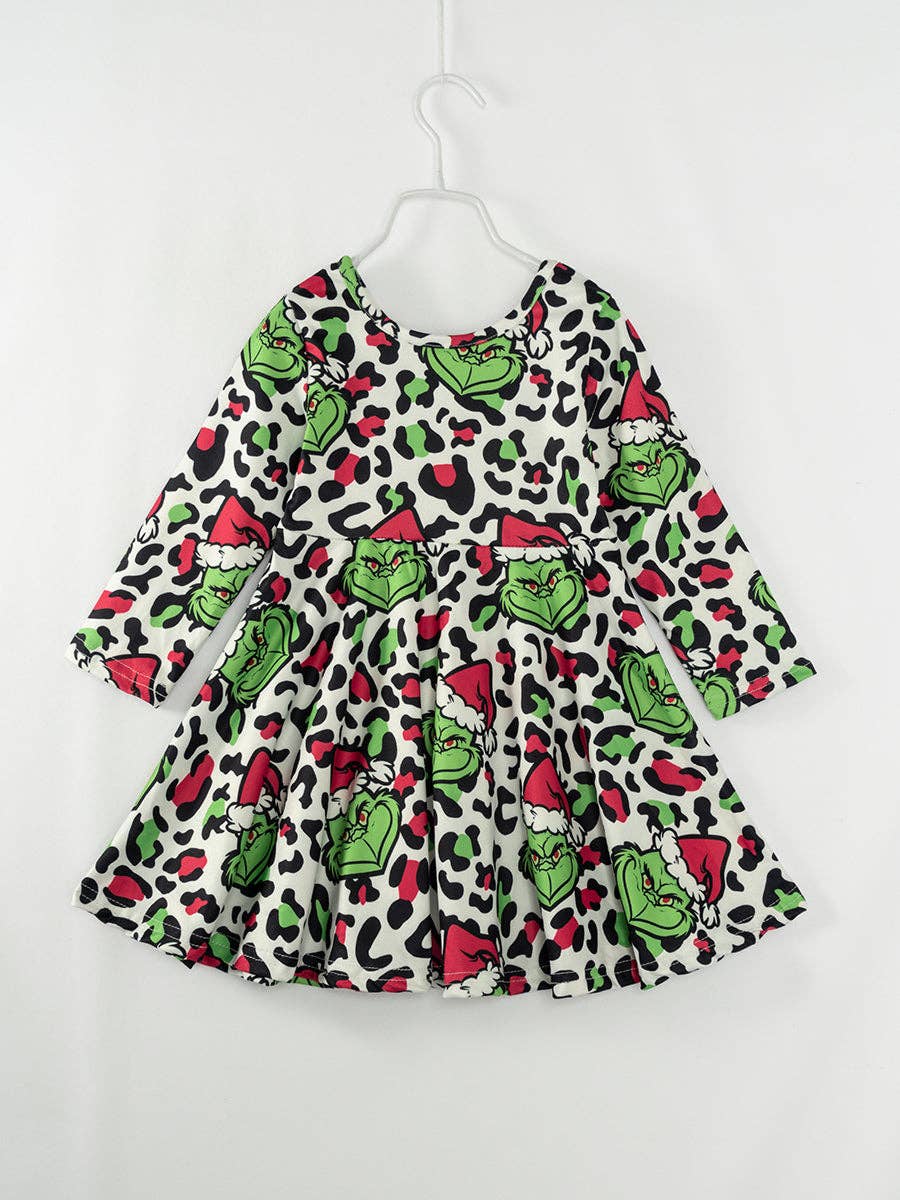 Grinchy Leopard Print Twirl Dress