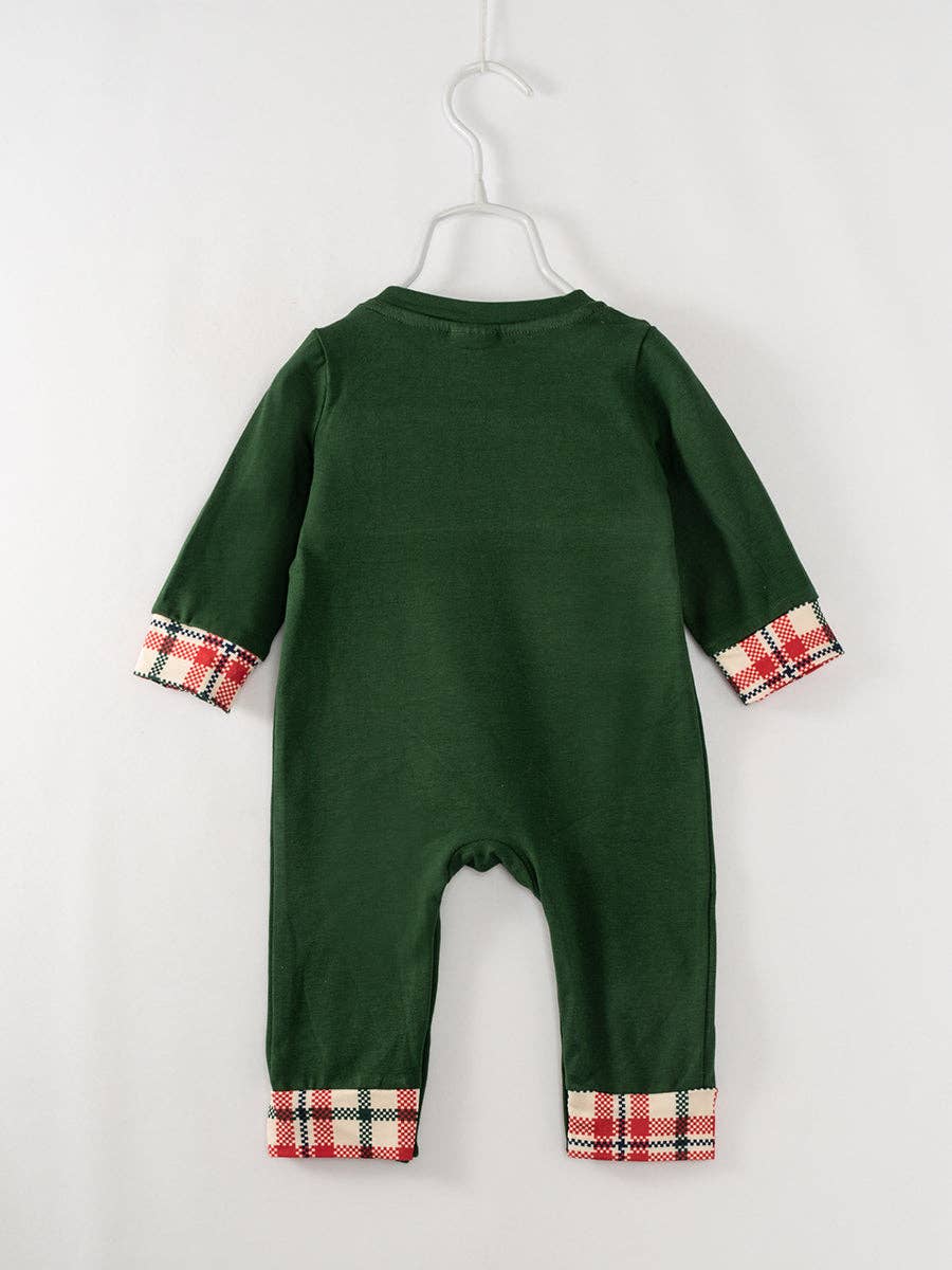 Green Plaid Smocked Holiday Romper