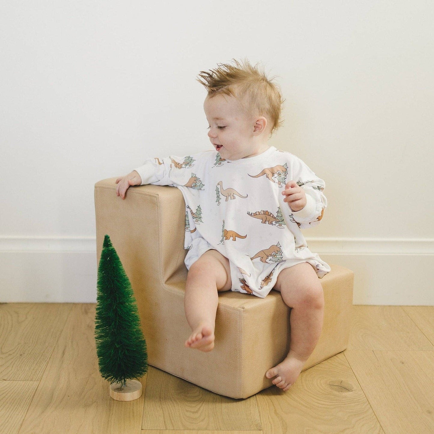 Christmas Dinosaur Bamboo Bubble Romper