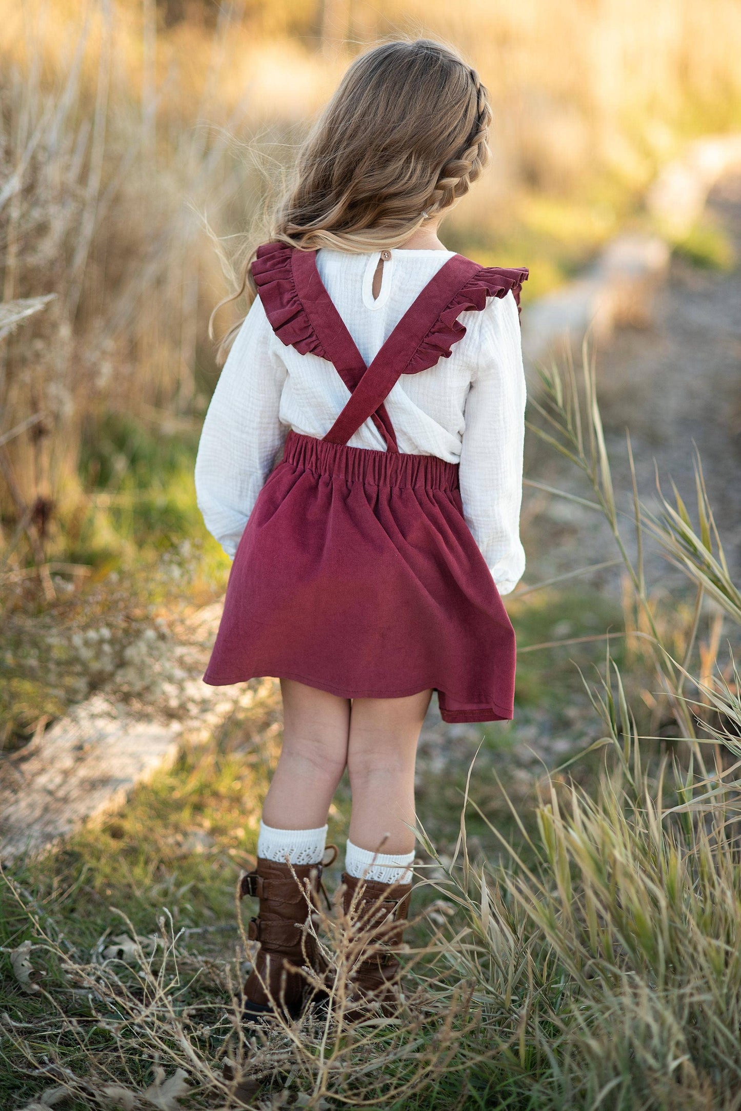 Ruffled Suspender Pinafore Skirt Set