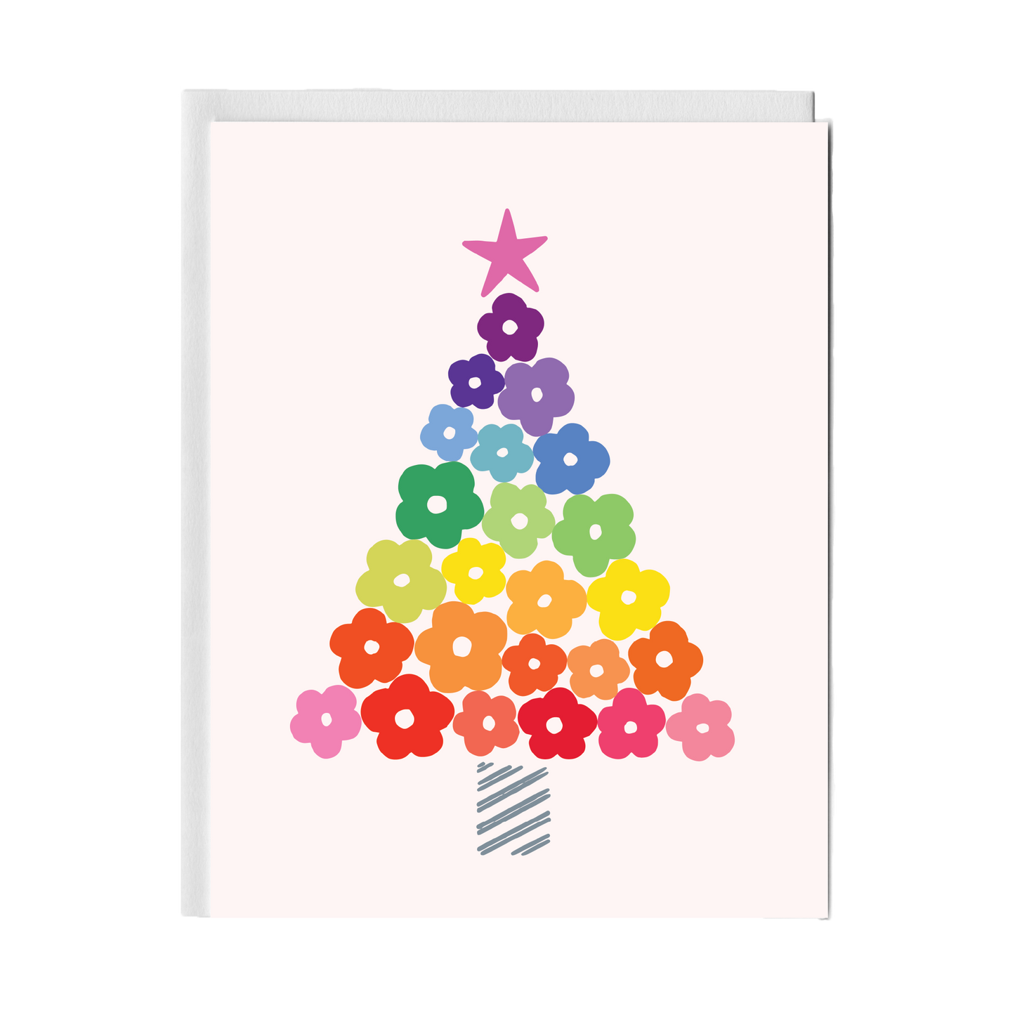 Flower Christmas Tree (Rainbow) Greeting Card