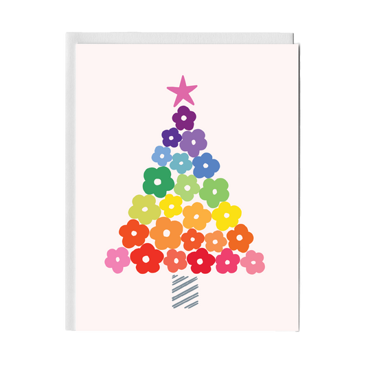 Flower Christmas Tree (Rainbow) Greeting Card