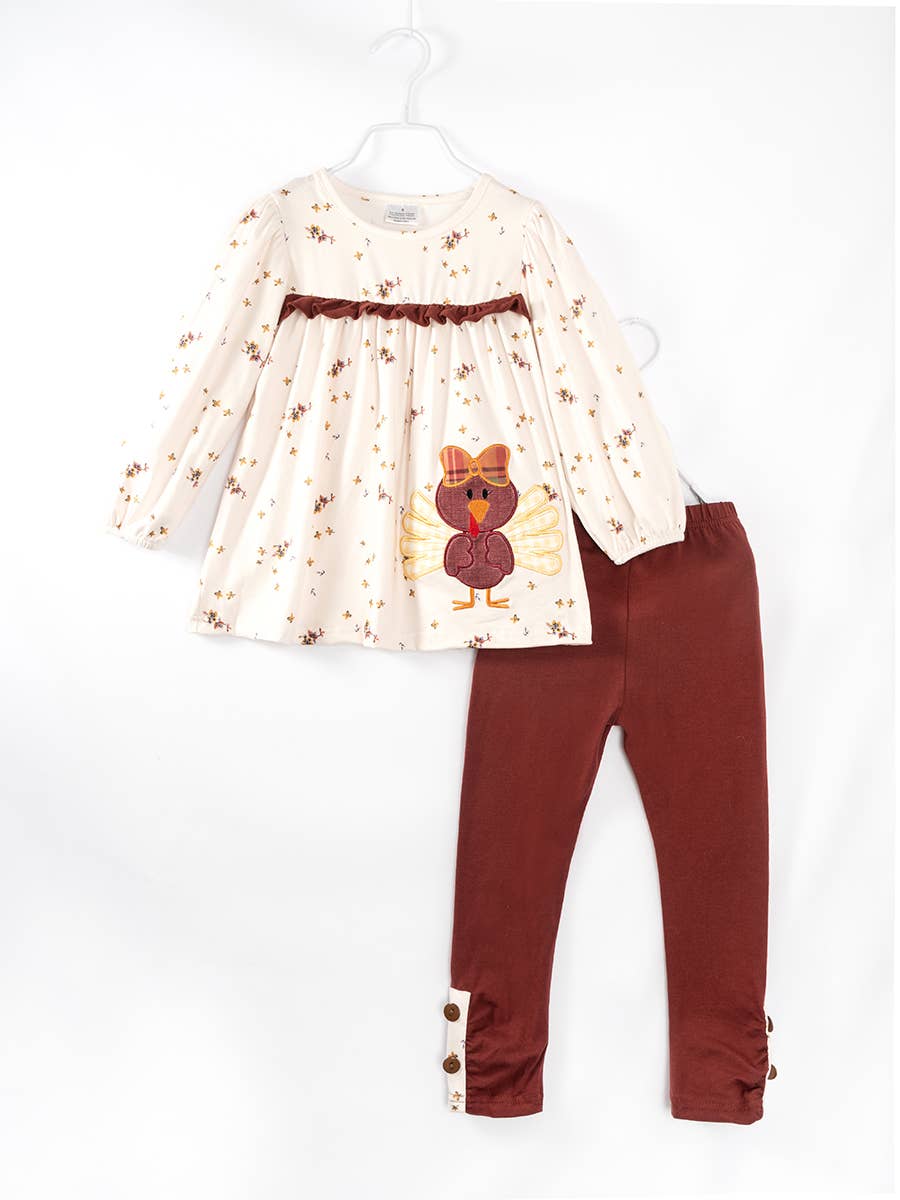 Thanksgiving Turkey Ruffle Girl Pant Set