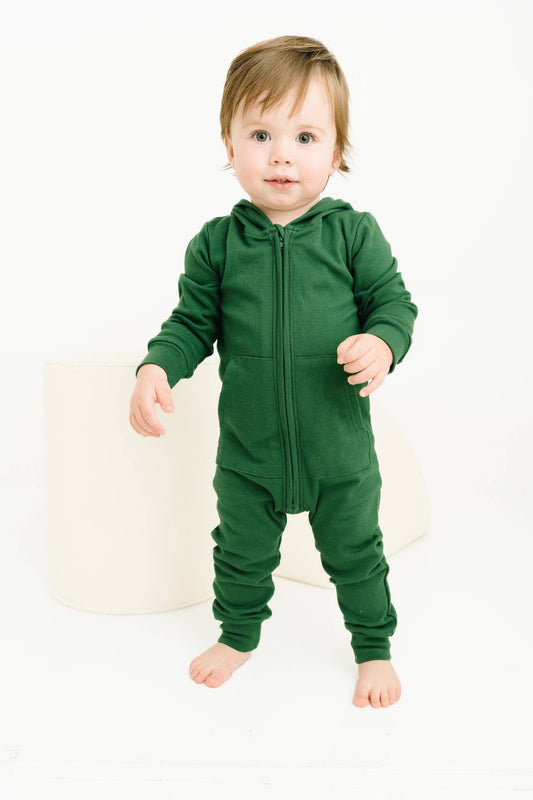 Zip Up Sweatsuit Hooded Romper