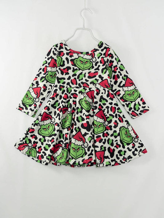 Grinchy Leopard Print Twirl Dress