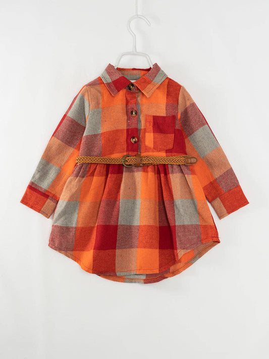 Orange Plaid Shirt Dress