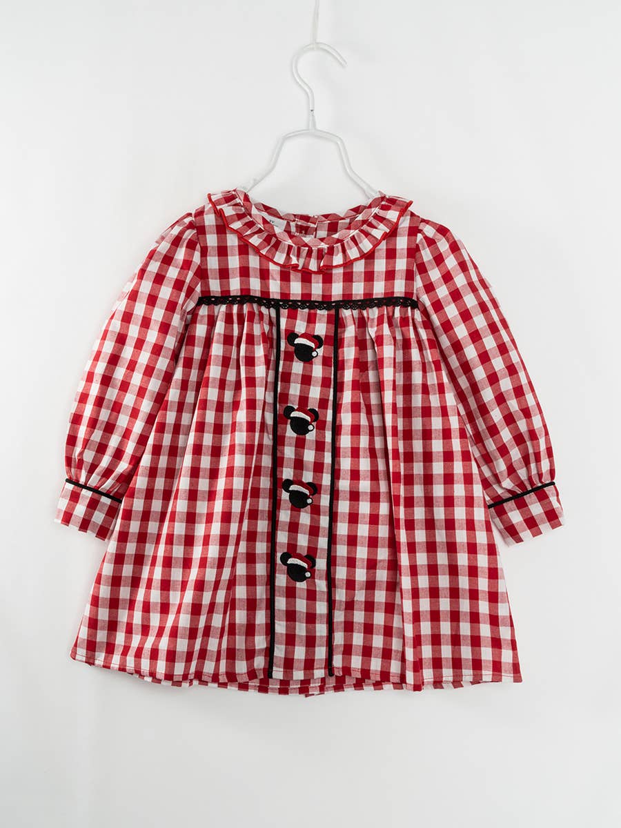 Red Plaid Christmas Hat Girl Dress